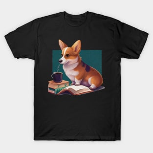 Books and Coffee and Dog T-Shirt